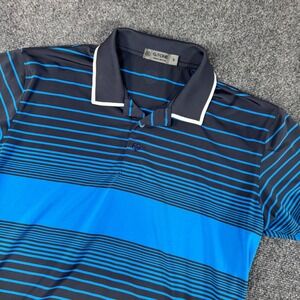 G/FORE Mens Blue Black Striped Performance Golf Polo Shirt Chileno Bay Size S